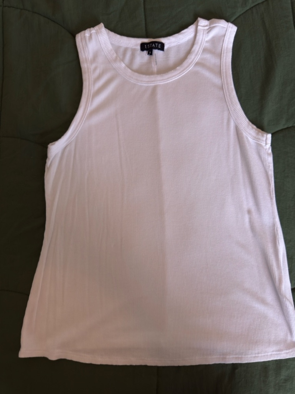 1. State White Ribbed Crewneck Tank Top